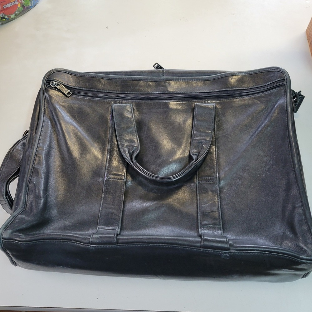 Tumi Black Leather Laptop Bag Briefcase Travel Bag 17x14 - Picture 12 of 14